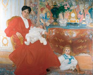 Dóra Lamm asszony és két legidősebb fia alkotó: Carl Larsson